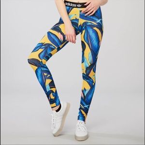Farm Rio adidas leggings. Tropical blue print. NWT